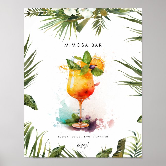 Menuzeichen des tropischen Mimosa-Cocktails Bar Poster (Vorne)