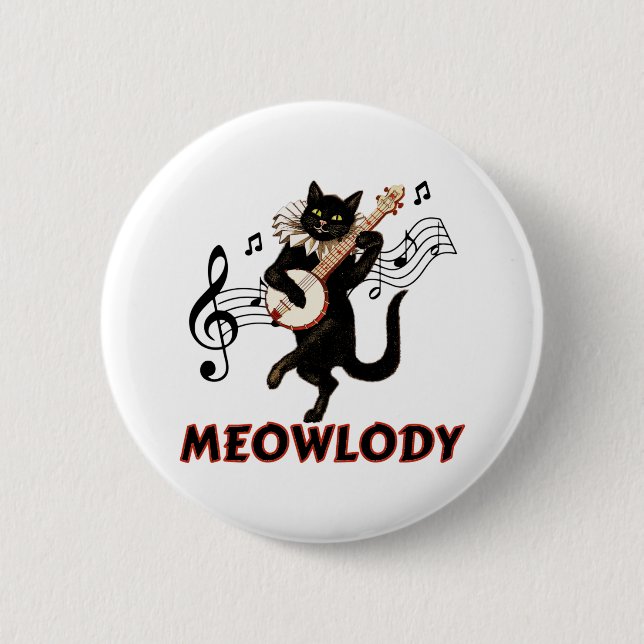 Meolody Cat Music Guitar Button (Vorderseite)