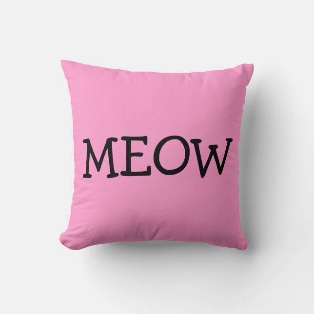 MEOW, Baumwollkissen, rosa Kissen (Vorderseite)