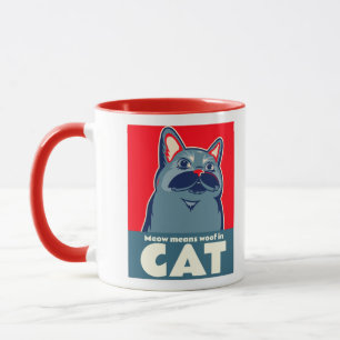 Meow bedeutet, in der niedlichen Katzenkaffee-Tass Tasse