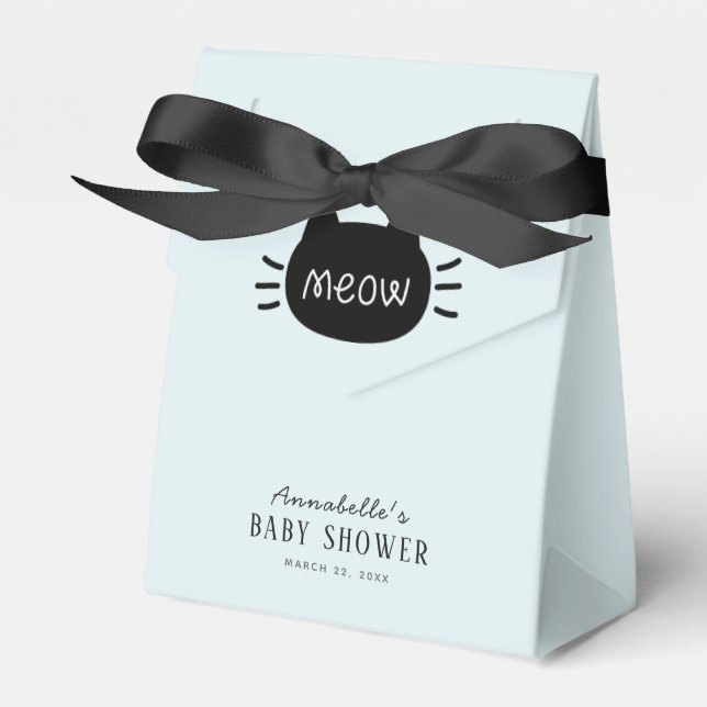 Meow Black Cat Face Blue Boy Baby Dusche Geschenkschachtel (Vorderseite)