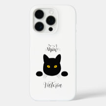 Meow Black Cat Golden Eyes anpassbar