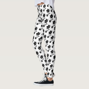 Meow Black Kitty Cat Fishbone-Muster Leggings