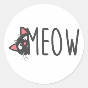 Meow cat - Hintergrundfarbe auswählen Runder Aufkleber