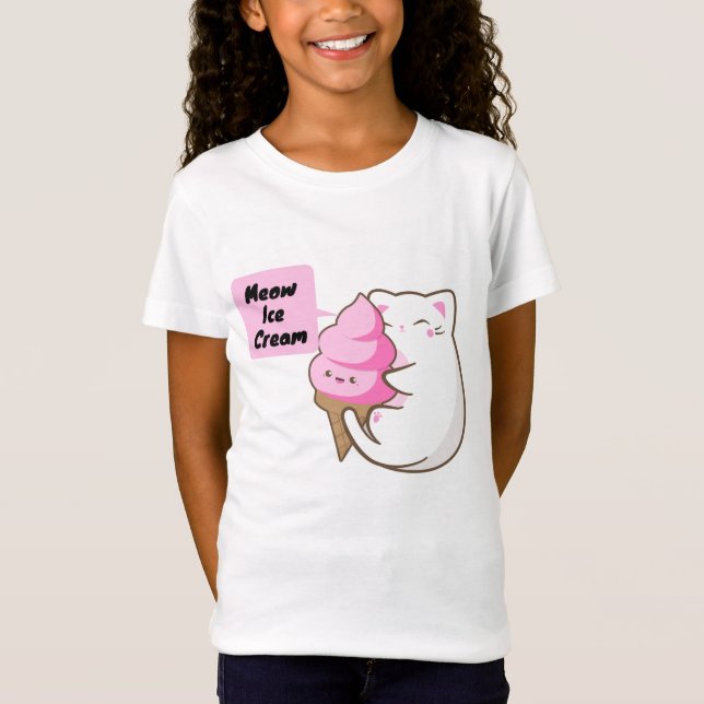 Meow Cat Liebe Ice Creme T-Shirt (Vorderseite)