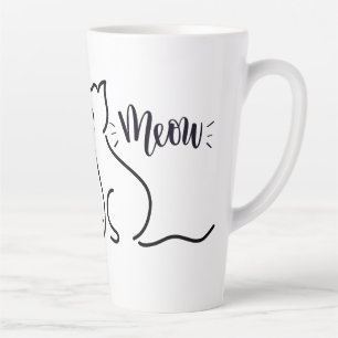 Meow Cat Line Art Minimalistisches Chat-Design Milchtasse