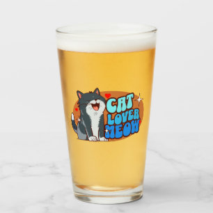 Meow Cat Lover - blaue Katze Glas