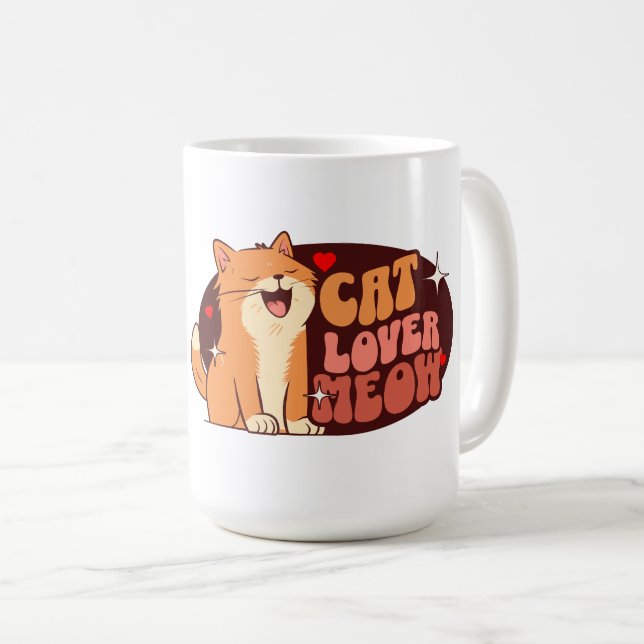 Meow Cat Lover - orange Katze Kaffeetasse (VorderseiteRechts)