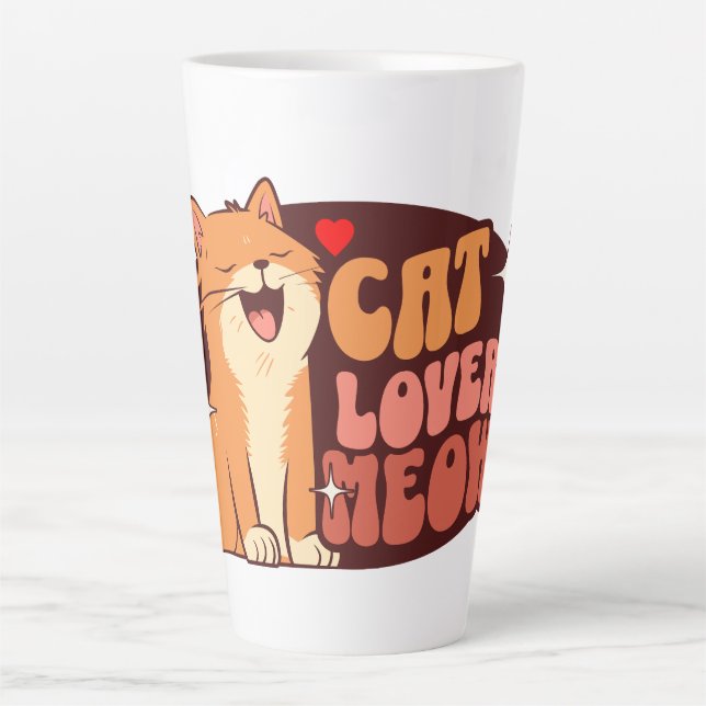 Meow Cat Lover - orange Katze Milchtasse (Vorderseite)