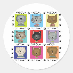 Meow Cat Lover Runder Aufkleber