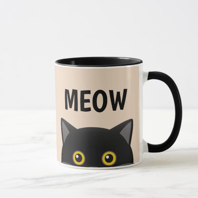 MEOW CAT PEEKING KAFFEE MUGS TASSE (Rechts)