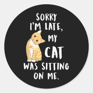 Meow Cat Sorry, dass ich spät dran bin. Runder Aufkleber
