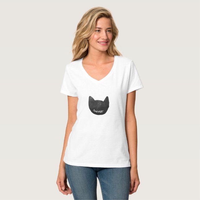 Meow Cat T-Shirt (Vorderseite Vollansicht)