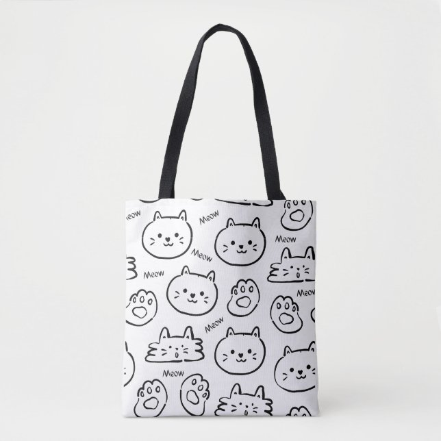 Meow Cat Tote Bag Tasche (Vorderseite)