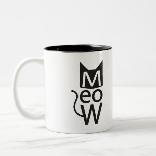 Meow Cat Typografisch Zweifarbige Tasse