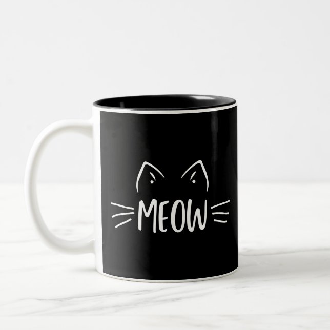 Meow Cat Zweifarbige Tasse (Links)