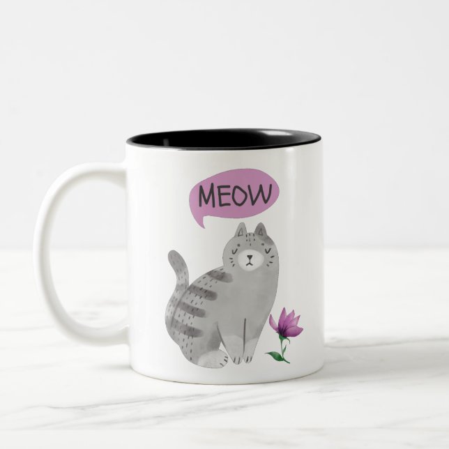 Meow Cat Zweifarbige Tasse (Links)