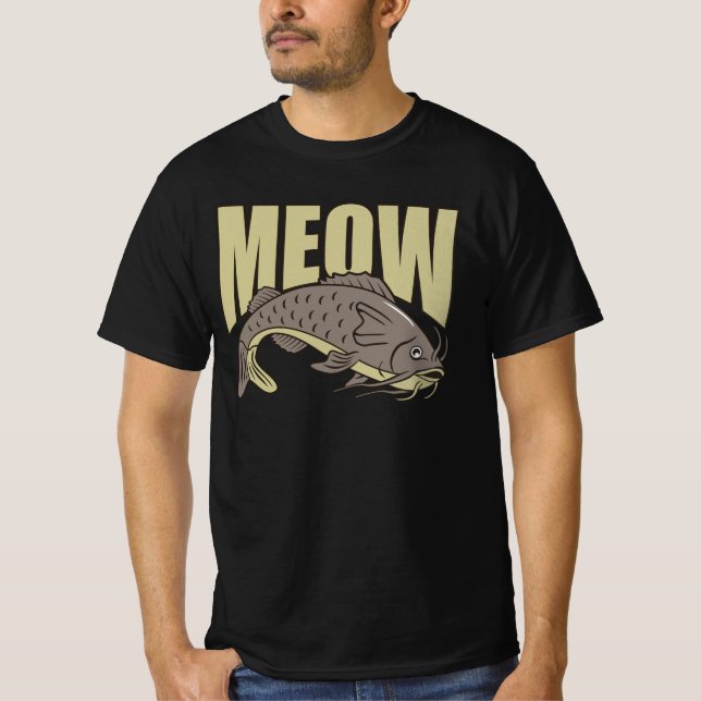 Meow Catfish Funny Catfish Fisch Lover Retro T-Shirt (Vorderseite)