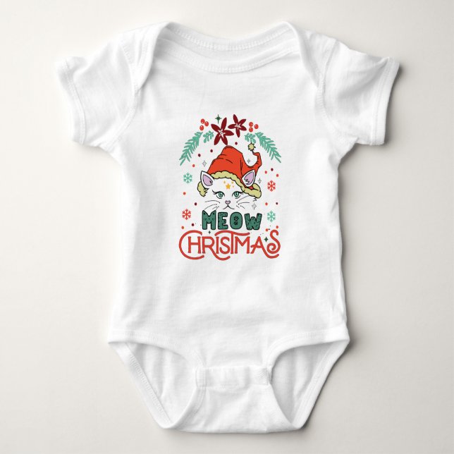 Meow Christmas Baby Strampler (Vorderseite)