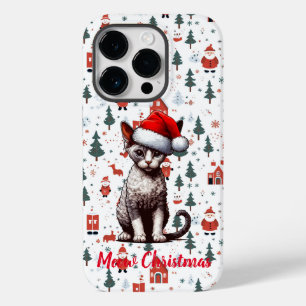 Meow Christmas Devon Rex Cat, Xmas Santa Kitten Case-Mate iPhone 14 Pro Hülle
