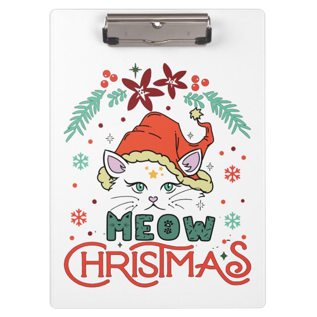 Meow Christmas Klemmbrett (Vorderseite)