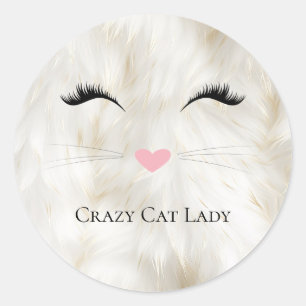 Meow Crazy Cat Lady Runder Aufkleber