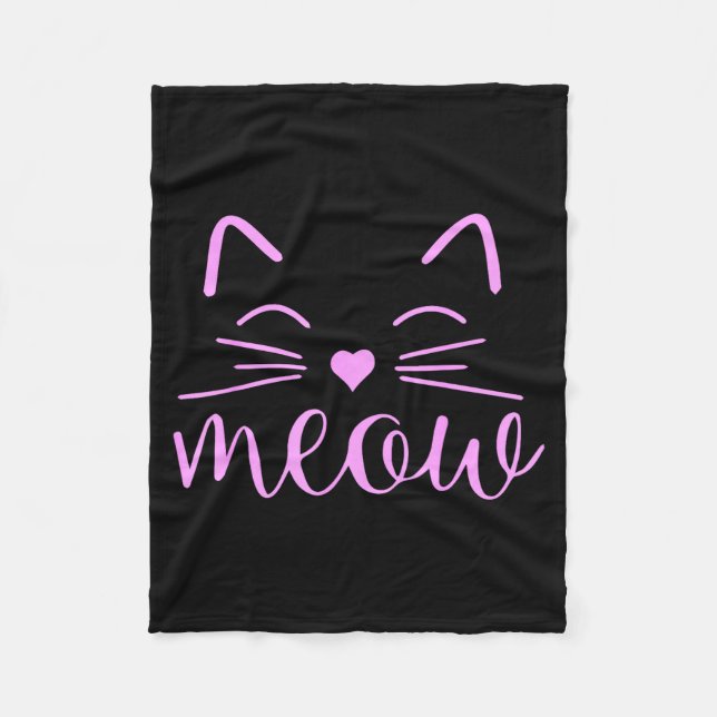 Meow Cute Cat Face Funny Quote For Cat Fans  Fleecedecke (Vorderseite)