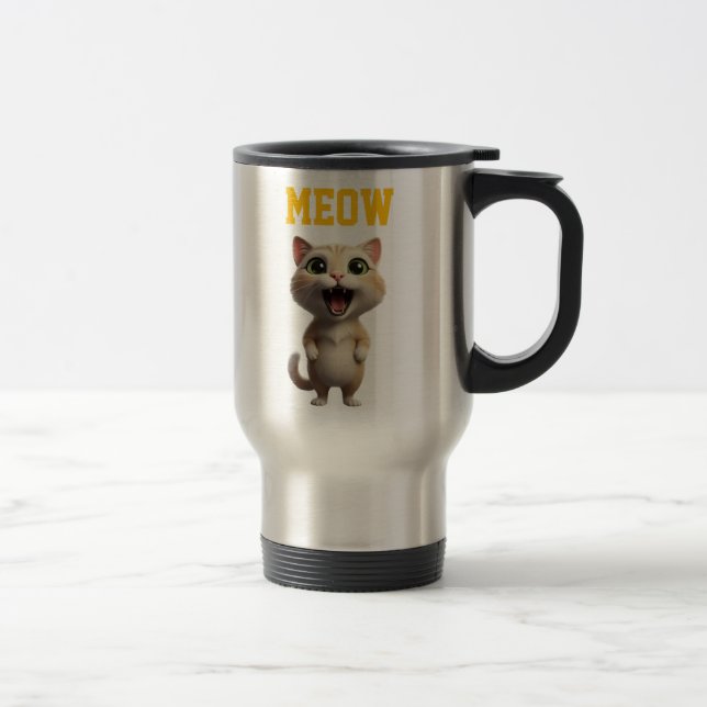 Meow Cute Cat Travel Mug Reisebecher (Rechts)