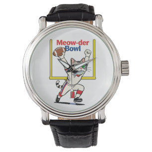 Meow-der Bowl Champion Katzenfußball Armbanduhr