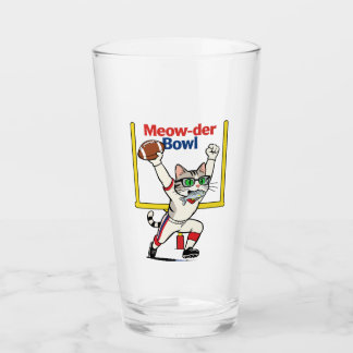 Meow-der Bowl Champion Katzenfußball Glas