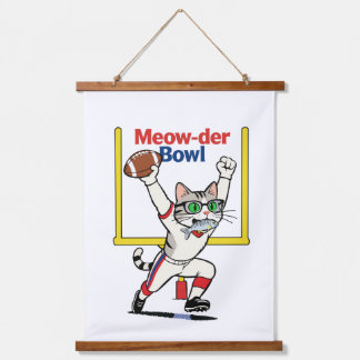 Meow-der-Bowl-Champion Katzenfußball  Wandteppich Mit Holzrahmen