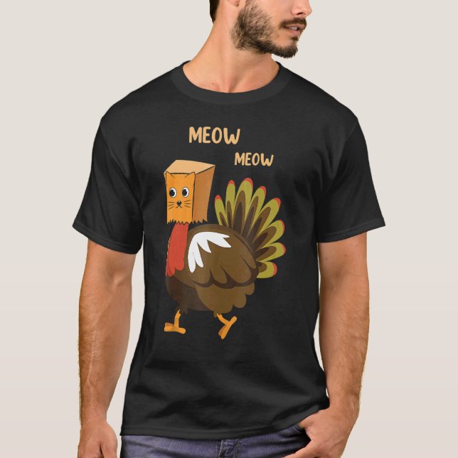 Meow Fake Cat  Family Matching Thanksgiving Turkey T-Shirt (Vorderseite)