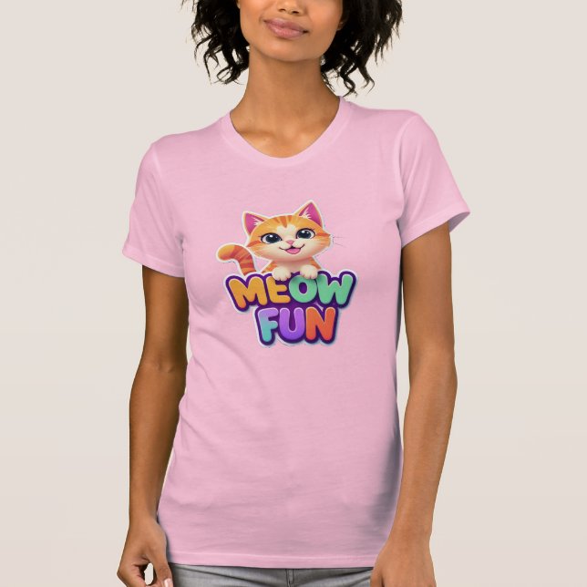 Meow Fun - Cute Smiling Cat T-Shirt (Vorderseite)