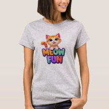 Meow Fun - Süßes Lächelnde Katze T-Shirt