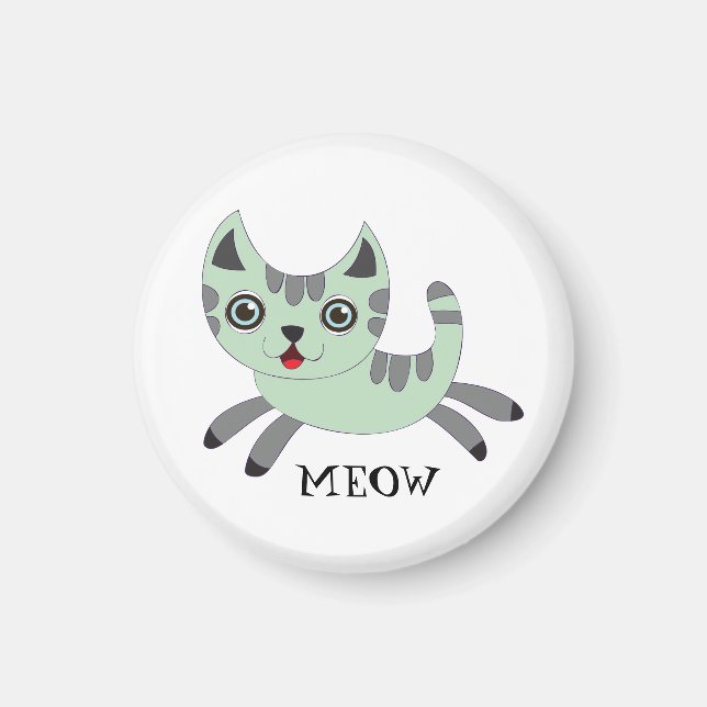 MEOW: Green Cat Runnin' Magnet (Vorne)