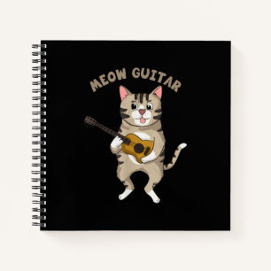 Meow Guitar Niedlich Cat Playing Gitarre Funny Kät Notizbuch