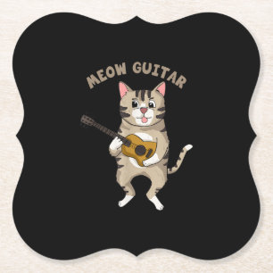 Meow Guitar Niedlich Cat Playing Gitarre Funny Kät Untersetzer