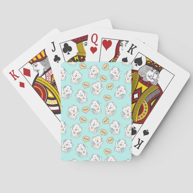 Meow Kätzchen - Niedliche Katzenmuster - Karten Spielkarten (Rückseite)