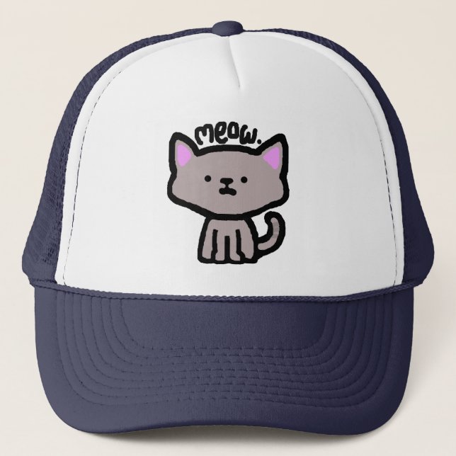 Meow. Katzen-Hut Truckerkappe (Vorderseite)