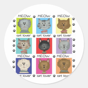 Meow-Katzen-Liebhaber-T-Shirts und Geschenke Runder Aufkleber