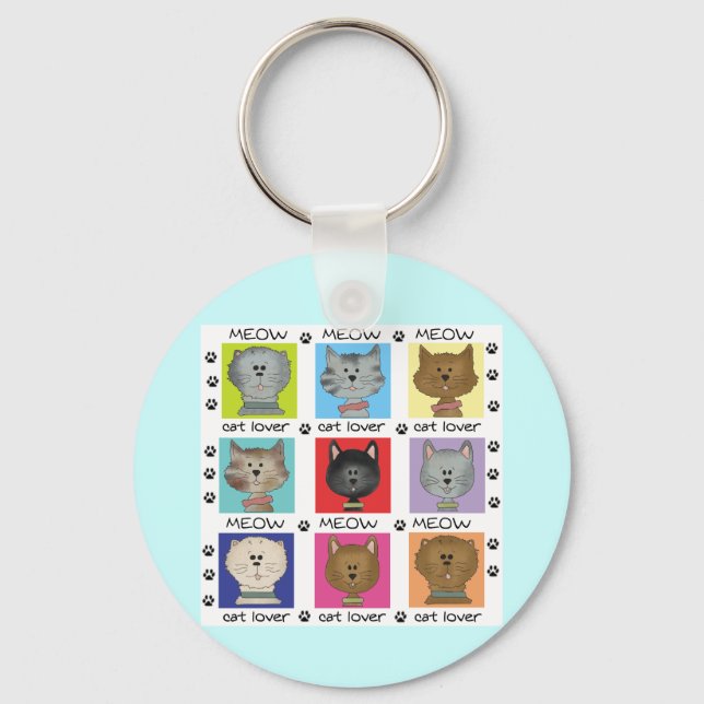 Meow-Katzen-Liebhaber-T-Shirts und Geschenke Schlüsselanhänger (Vorderseite)