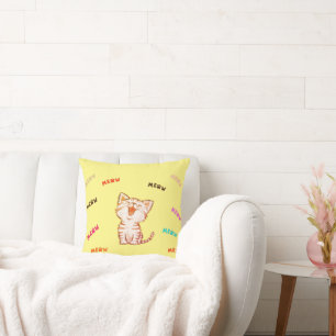 Meow Kitten Print Throw Kissen
