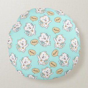 Meow Kittens Pattern - Niedliche Katze Rundes Kissen