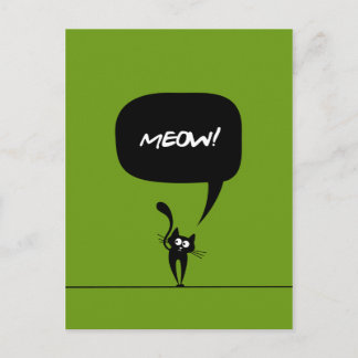 meow kitty green 1 Carte postale
