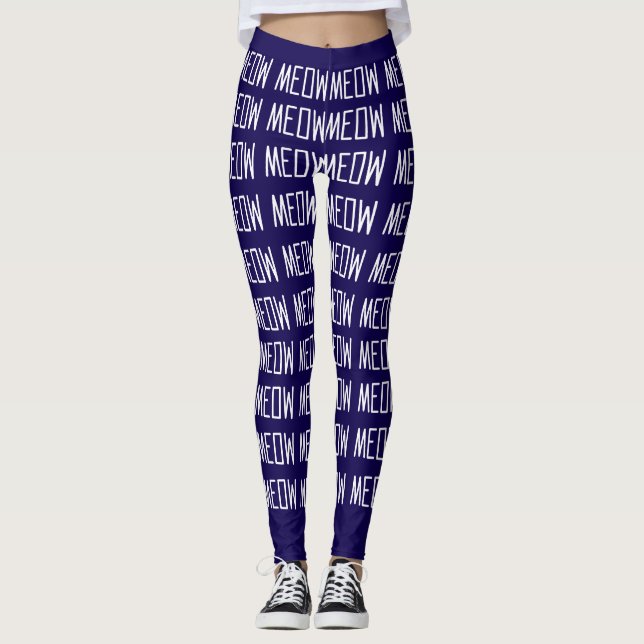 Meow Leggings - Motif de message Meow élégant (Devant)