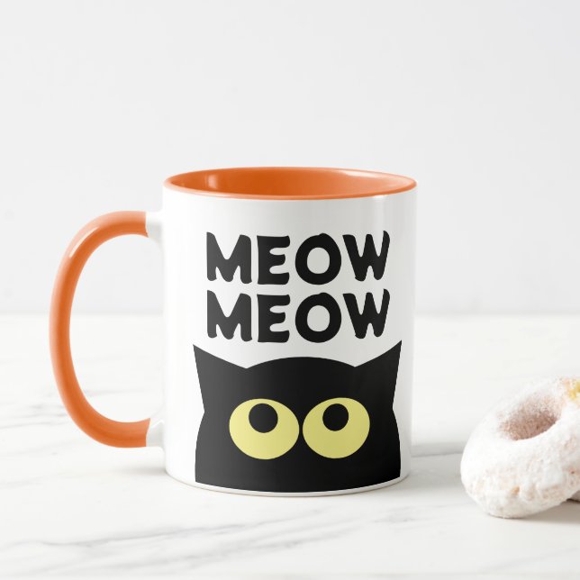 Meow lustiges Cat-Meme Cartoon Kaffee Tasse Gesche (Mit Donut)