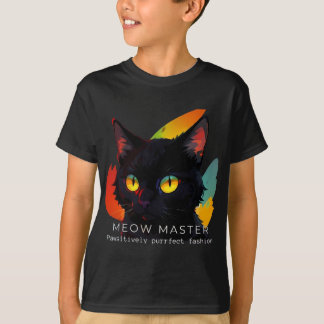 Meow Master | Dark Kid's Cat T - Shirt