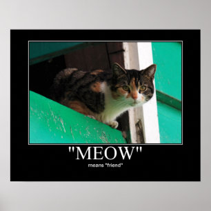 Meow Means Friend Cat Artwork Poster