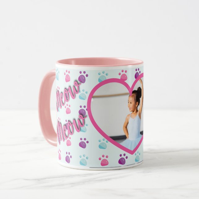 Meow Meow Kitty Cat Personalisiertes Foto Tasse (Vorderseite Links)