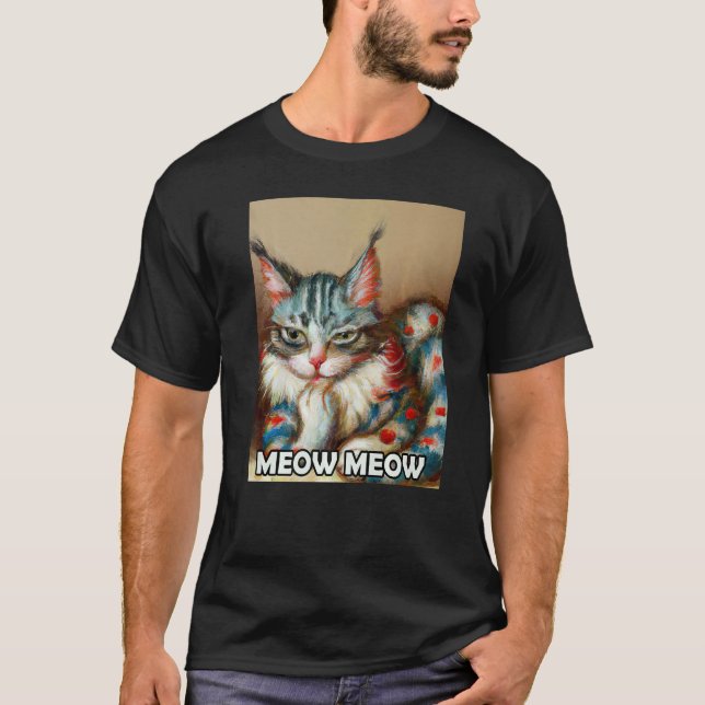 Meow Meow Niedlich Cat Kitty Kitten in Cat Style 1 T-Shirt (Vorderseite)